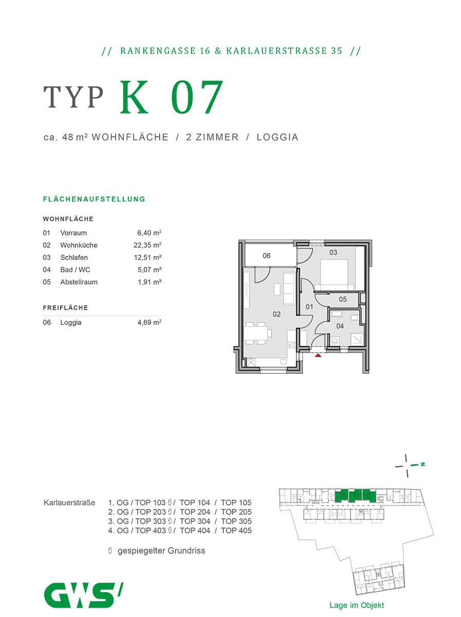 Graz, Rankengasse 16 & Karlauerstraße 35 - freifinanzierte Eigentumswohnungen - 2-Zimmer-Wohnung - Grundriss